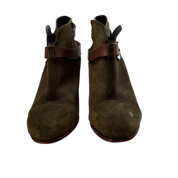 Rag & Bone Harrow Suede Heeled Ankle Boot SZ 41 US 10 Olive Green Western Fall - Picture 4 of 8